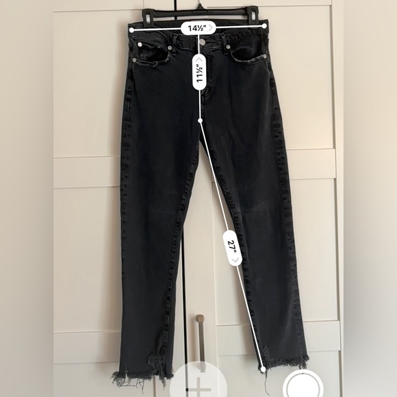 AGOLDE TONI MID RISE STRAIGHT RAW HEM SIZE 27 BLACK WASH STRAIGHT LEG DENIM CROP - Picture 8 of 8